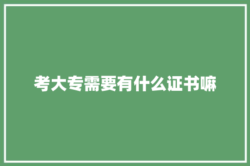 考大专需要有什么证书嘛